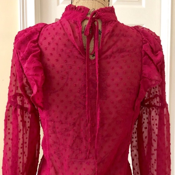 bleuh ciel | Sheer Ruffle High Neck Blouse 👚 - Picture 4 of 6